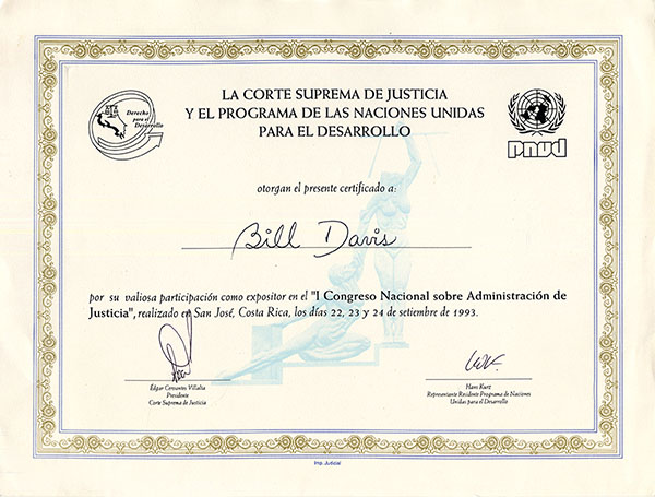 Certificado 1993 - La corte suprema de justicia - Costa Rica